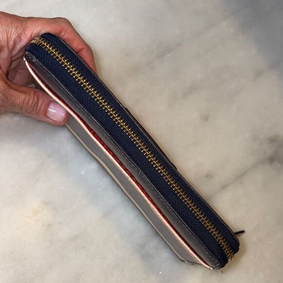 Kate Spade Wallet Leather Multicolor Striped Canvas Full Zip Continental Wallet - Picture 9 of 16